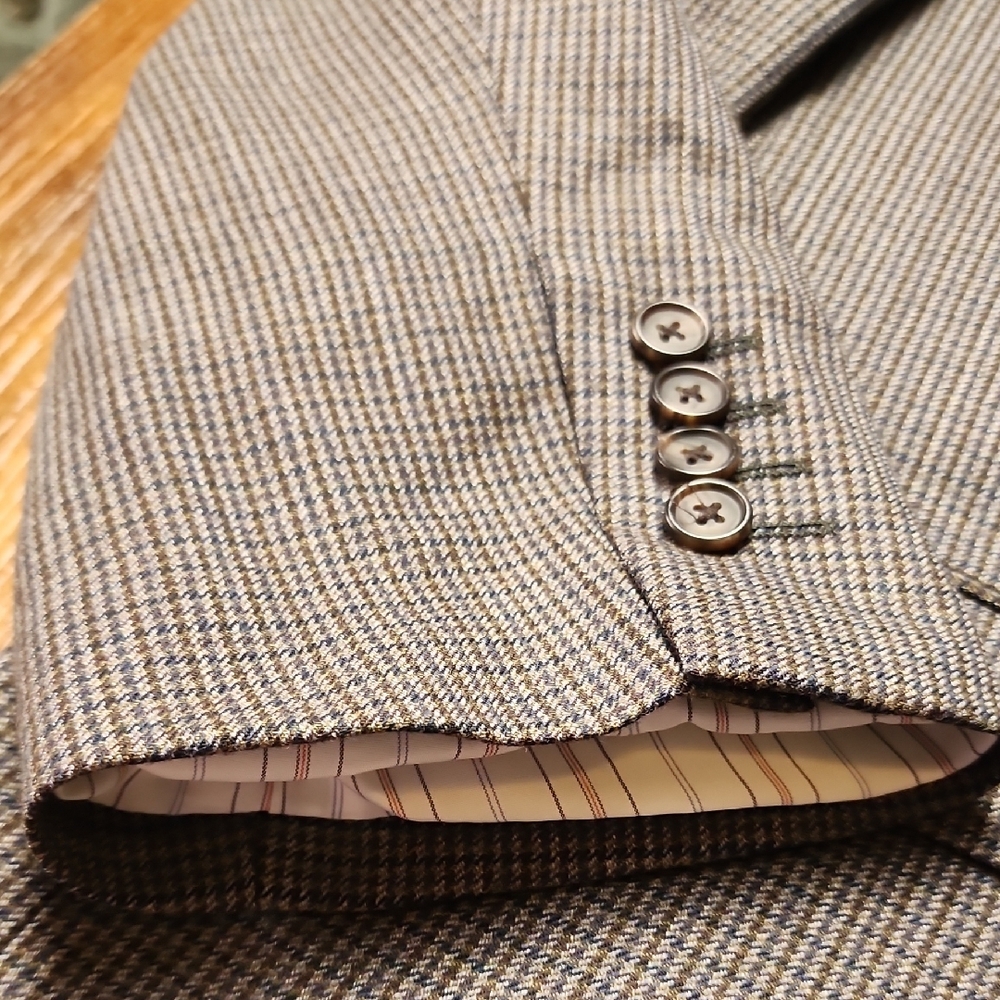 RALPH LAUREN | Gray Houndstooth 100% Wool Two Button Notched Lapel Blazer | 52L - Picture 8 of 16